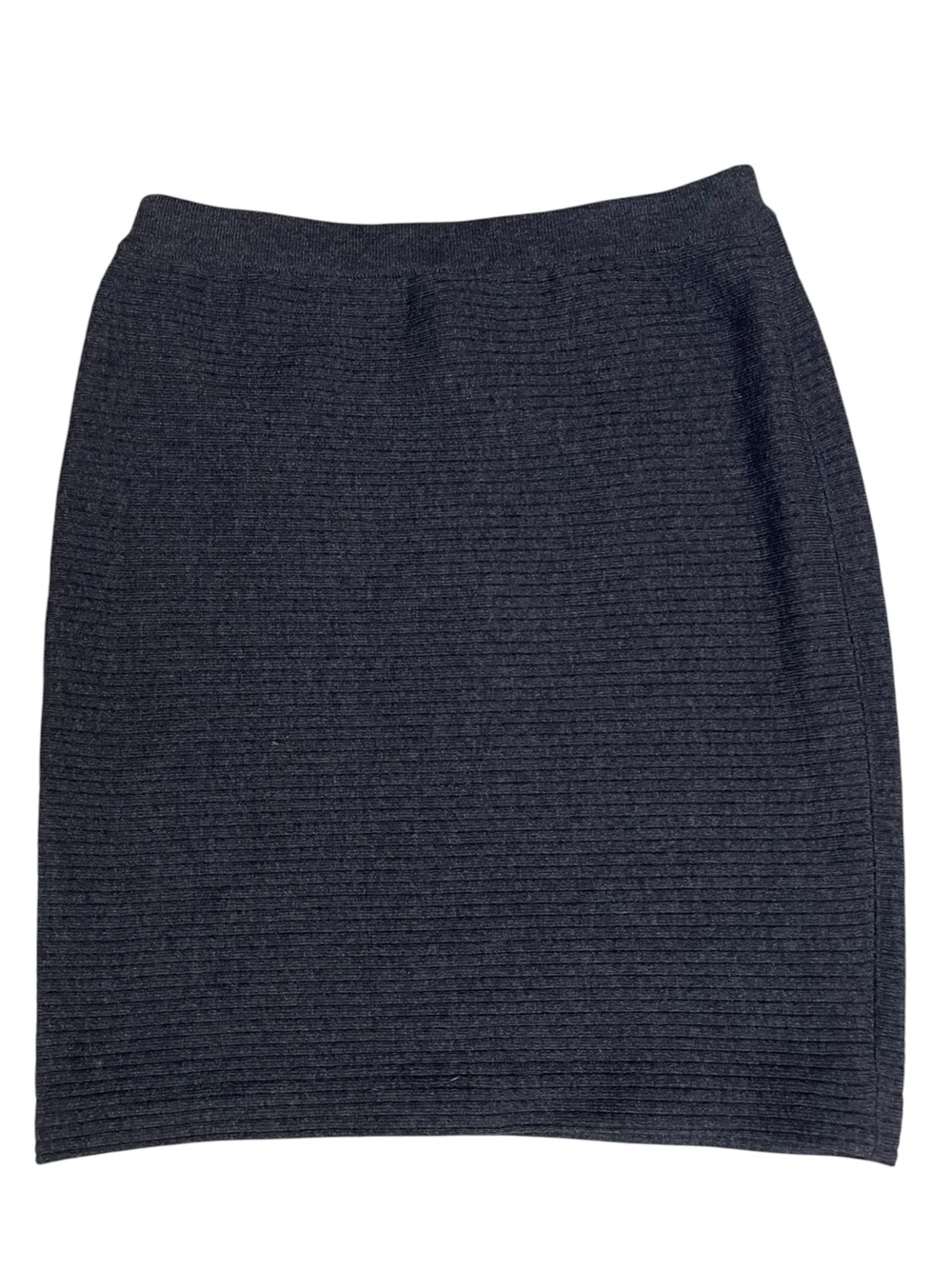 Escada Charcoal Gray New Wool Ribbed Knit Pull On Pencil Skirt